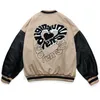 Hip Hop Streetwear Baseball Jacket 221 Letter Heart Embroidery Patchwork Bomber Jackets Harajuku Casual Varsity College Coat 211126