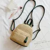Backpack Style Fashion BagCasual Straw Women Backpacks Wicker Woven Travel Bag Beach Rattan Purses Mini Female Sac 2021