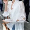 Kadın Trençkot Palto Yaz Kadın Ince Uzun Şifon Rüzgarlık Ceket Kollu Yaka Güneş Koruma Kuşaklı Yüksek Bel Hırka