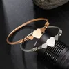 Gold and Rose Gold Plated Jewelry Heart Stainless Steel Cable Wire Bangles Bracelet for Women