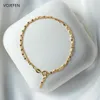 Vojefen AU750 Real Golden Bracelet 18K Золотой Двухслой Крошечная Ссылка и Губы Цепочка Запястье Плаздки Украшения для женщин Подарок