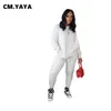 CM.YAYA ActiveWearクラシック女性セットクルーネックスウェットジョガーパンツマッチングセットストリートウェアトラックスーツ2つの2ピースセット衣装Y0625