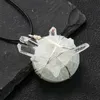 Pendant Necklaces Natural Transparent Crystal Tooth Necklace Irregular Mineral Gems Stick Unique Wire Twine Woman Jewelry Gift Finding