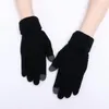 Cinq doigts gants filles garçons épaissir hiver chaud imitation cachemire doigt complet écran tactile tricoté mitaines de laine femmes