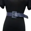 2021 New Summer Candy Color Pu Leather Square Buckle Brief Wide Long Belt Women Fashion Tide All-match