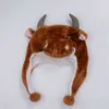 Nieuwe Mode Animal Winter Birthday Party Caps Cute Plush Brown Cow Animal Hat Cartoon Y21111