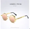 الذهب جولة النظارات الشمسية القوطية steampunk نظارات رجالي إمرأة أزياء الرجعية خمر درع نظارات نظارات زرقاء