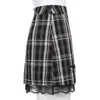 Skirts Black Stripe Wrap Skirt Plaid Mini Sexy Lace Straight Women Summer Short Tartan Gohic Lolita School Girl