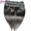 #1b клип в одном куске 100% настоящие человеческие волосы наращивания шелковистые прямые бразильские зажима Remy на плетении 5 клипов натуральные черные волосы для женщин