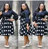 HGTE New Summer Elegent Fashion Style African Women Printing Plus Size poliester sukienki L-3XL 210304277J
