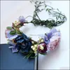 Wedding Hair Jewelry Bride Headdress Vines Manual Flower Berry Wreath Rose Crown Veil Headwear Decoration Drop Delivery 2021 Opj56