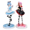 Anime figure Toys ReLife in a different world from zero Ram Figure Sexy girl Rem Desktop decoration action figure model 2125CM C9633397