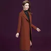 Woolen Coat Women Caramel L-5XL Plus Size Spring Fashion Korean Office Slim Dark Red Long Blends Jacka Feminina LR1008 210531
