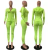 Mode Hooded Twee Stuk Set Jogging Femme Zipper Top + Broek Pak Sportwear Trainingspak Dames Outfits Solid 7 Color Plus Size Y0625