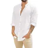 Camisas de hombre Verano Primavera Casual Manga larga Moda Camisa de playa Camisa social sólida Lino Hombre Outwear Ropa de hombre suelta LM408 210708