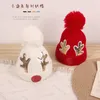 Tecknad Sequined Antler Barnens stickade hatt Gullig julen Antler Baby Wool Hattar