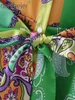 Długa koszula Sukienka Lato Drukowane Trzy Czwarte Przycisk Rękawów Przednia Wysoka Talia Dorywczo Kobiety Midi z Sashes Green 210604