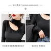 Schwarzes Loch T-Shirt Langarm High Neck Cut Out Top Sexy Mode Herbst Neue elastische Slim Fit Skinny Frauen T-Shirt T07924B 210306