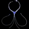 Zincirler Stonefans Mavi Taş Kolye Kadınlar için Sexy Lingerie Meme Mücevherat Olmayan Piercing Takı Zinciri Festivali Hediye Kızlar
