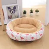 Funabky 50x12cm格子綿丸い犬のベッド洗えるペットの防水手洗いソフトミディアムS犬小屋S Mats Y200330