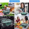 Stainless Steel 2 In 1 Electric Heating Lunch Box 110V 220V 12V 24V Car Office School Food Warmer Container Heater Lunch Box Set 210925