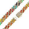 Link Chain Topgrillz Pararmband 10mm Färgglad droppande oli kubansk prongarmband med vårlås hiphop modesmycken för gåva Kent Kent