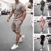 2021 Sommer Herrenanzug Kleidung Trainingsanzug Sportbekleidung Jogger Set T-Shirt und Freizeit Kurzarm Zweiteiler Suite X0909