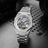 Forsing Fashion Silver Mens Horloges Topmerk Luxe Automatische Mechanische Roestvrijstalen Mode Business Skeleton Horloge 210804