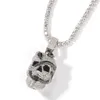 Iced Out Zircon Snake Skull Hanger Ketting Koper Zilver Kleur Geplateerde Charm Tennis Ketting Sieraden