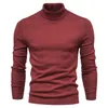 Winter Mens Sweaters Casual Turtle Neck Solid Färg Varm Slim Turtleneck Tröjor Pullover Storlek S-2XL 211006