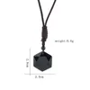 Pendentif Colliers Black Obsidian Collier en pierre naturelle pour hommes Femmes Amulette Hexagram Chaîne de corde réglable Colar Gifts3198
