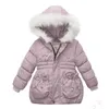 1 2 3 4 Years Girls Winter Warm Jacket Heavy Thick Plus Velvet Hooded Coat For Kids Children's Outdoor Travel Clothing 211204