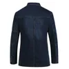 Brand Denim Jacket Men Autumn Blazer Jacket Slim Fit Military Jacket Single Breasted Turn-down Collar Jeans Coat Plus Size XXXXL 210923