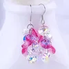 Baffinkristaller från Swarovski Boho Tassel Färgglada pärlor Släpp örhängen för kvinnor Silverfärg Pendientes Party Tillbehör