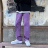 Japanse Mannen Jeans Mode Paars Groen Losse Rechte Vintage Casual Streetwear Skateboard Dans Denim Cargo Baggy Broek 211108