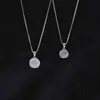 Luxury Silver Plated White Round Moonstone Pendant Necklaces Women Fashion Jewelry Choker Clavicle Chain Short Charm Necklace G1206