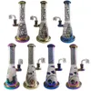 Wholesale Showerhead Perc Hookahs Rainbow Colorful Straight Type Style Water Pipe With Quartz Banger Oil Dab Rig Hookah 14.5mm Female Joint ZDWS2005