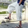 Mäns bomull och linne beskurna byxor Summer LINEN HAREM PANTS MAN LOOK SEVEN-POINT CASUAL BENA BEN BEN MANA PANTER STOR STORLIG X0723