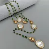 Y Ying Natural Green Diopside Odlat White Coin Pearl Long Sweater Chain Halsband 41 274J5981344