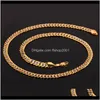 Smycken Sets Smycken6mm Stämpel Män / Kvinnor 18k Två Ton Guldpläterad Curb Chain Halsband Armband Set PS1605 Drop Leverans 2021 MLR8i