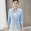 Business Casual Notched Blazer Damska kurtka Eleganckie Cardigans Guzik Coats Solid Veste Femme Work Topy Slim Office Lady Garnitury 211104