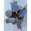 Bangle BM27697 Raw Blue Kyanite Bracelet Square Cuff Gold Bar Brass Adjustable Chunky Slice Gift Idea