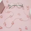 Fashion amour Cœur Rose Cristal Sunglasses Chaîne Romantique Perle Transparente Chaîne pour lunettes Femmes Lanière Bijoux