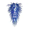 青い色のペンダントランプヨーロッパの手の吹きガラスシャンデリア40インチLustresの贅沢なLEDの照明器具長いランパラ60×100 cm