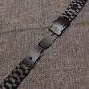 Watch Bands Watchband Black 18MM 20MM 22MM 24MM Stainless Steel Metal Strap Bracelet One Side Button Straight End Wrist Band On Sa250A