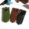 Five Fingers Gloves 2021 Half Palm Glove Rivet Pins Street Fashion Driving Genuine Real Goat Leather Women Short Mittens