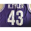 NCAA 6 번째 남자 영화 43 Kenny Tyler Jersey Marlon Wayans 대학 농구 유니폼 저렴한 스포츠 유니폼 보라색 색상 빠른 배송