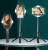 P60D-2 Selfie Stick Wireless Bluetooth-совместимый складной мини-штатив с двойным заполнителем света Пульт дистанционного управления для смартфона