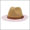 Breda randen hattar kepsar hattar halsdukar handskar modetillbehör 2022 unisex kamel- lapptäcke jazz panama ull filt fedora hatt för kvinnor män