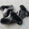 designer Luxury leather gloves and wool touch screen rabbit skin cold resistant warm sheepskin parting finger294e